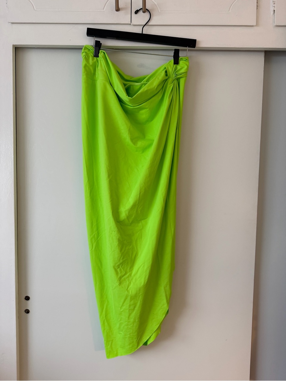 SKIMS Neon Lime Draped Maxi Skirt